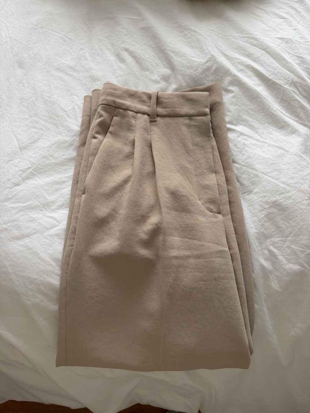 Aritzia Wide-Leg Trousers in Marcona Beige - Picture 4 of 6